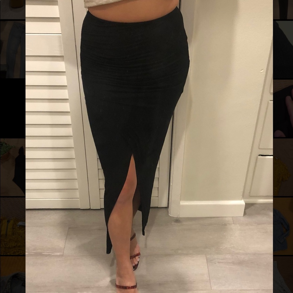 Zara cotton fabric front/side slit skirt